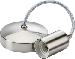 Knightsbridge 6" E27 Contemporary Pendant Set, Brushed Chrome - 8270BC