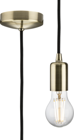 Knightsbridge 1.8m E27 Contemporary Pendant Set, Antique Brass - 8270LAB