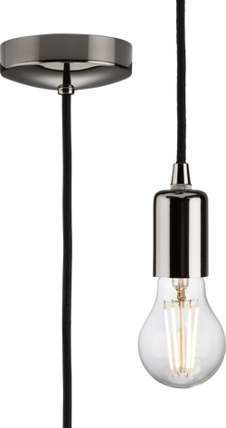 Knightsbridge 1.8m E27 Contemporary Pendant Set, Black Nickel - 8270LBN