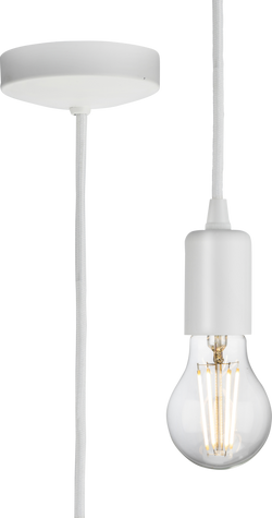 Knightsbridge 1.8m E27 Contemporary Pendant Set, Matt White - 8270LMW