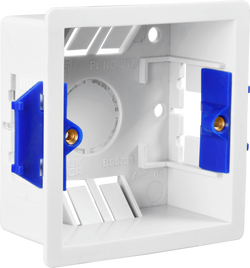 BG 1 Gang Dry Lining Back Box - 47mm Depth - White  - 917
