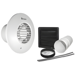 Xpelair Simply Silent LV100 4/100MM Round SELV Bathroom Fan With Humidistat, Pullcord, Timer and Wall Kit - 93015AW