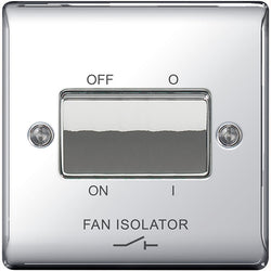 BG Nexus Metal Polished Chrome Triple Pole Fan Isolator Switch, 10A - NPC15
