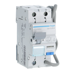 Hager 25A 1P+N RCBO B Curve, Type A - ADA925U