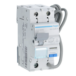 Hager 40A 1P+N RCBO B Curve, Type A - ADA940U