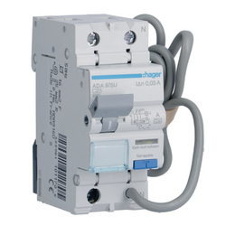 Hager 25A 1P+N RCBO C Curve, Type A - ADA975U