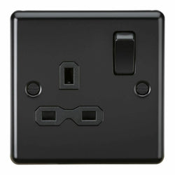 Knightsbridge 13A 1G DP Switched Socket - Matt Black - CL7MBB