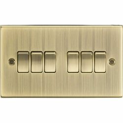 Knightsbridge 10AX 6G 2 Way Plate Switch - Square Edge Antique Brass - CS42AB