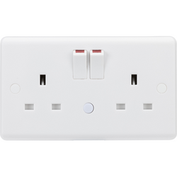 Knightsbridge 13A 2G DP switched socket with night light function - White - CU9NL