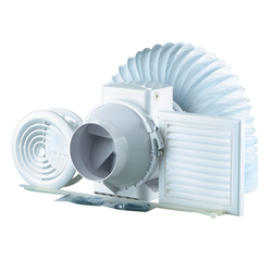 Devola Bathroom Showerfan Kit 100mm with DPR Grille 100mm with Timer - DVSFK100T