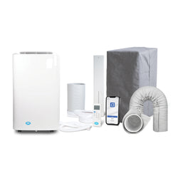 Prem-i-air 4-in-1, 12,000 Btu Portable Air Conditioner, with Remote, WiFi & Dust Cover, White