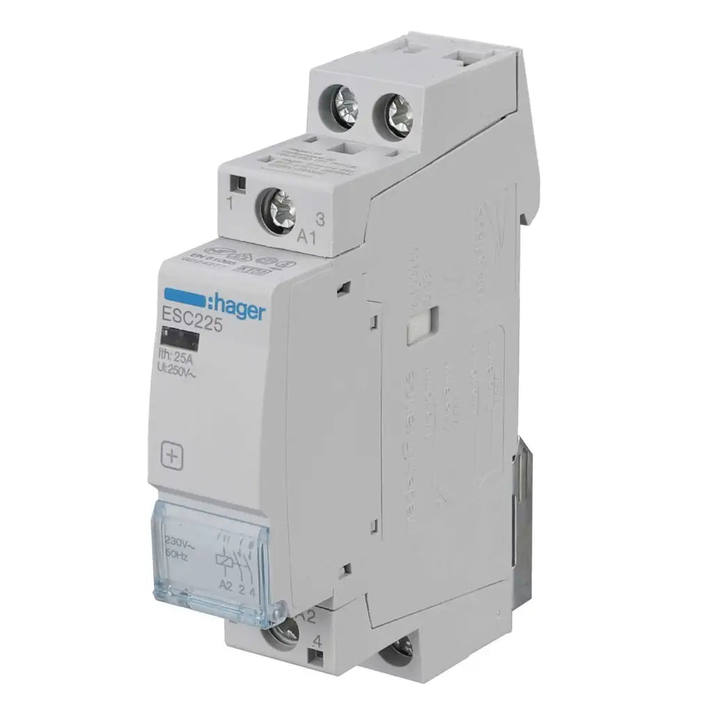 Hager 25A TPN Contactor, 2P - ESC225 – BigOnElectricals.co.uk