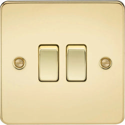 Knightsbridge Flat Plate 10AX 2G 2-way switch - polished brass - FP3000PB