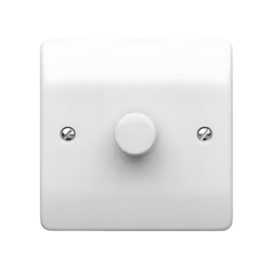 MK Logic Plus 250W 1 Gang 2 Way Single Push On/Off Rotary Dimmer Switch - White  - K1521WHI