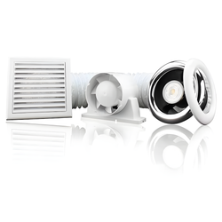 Blauberg Tubo Bathroom Shower Fan Kit 100mm w/ Timer & 4.6w LED 4000k - KIT-TUBO-100-T-LED