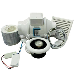 Blauberg Turbo-E Bathroom Shower Fan Kit 100mm with Timer & LED Light - KIT-TURBO-E-100-T-LED