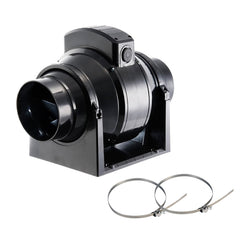 Manrose 100mm In-Line Mixed Flow Extractor Fan with Timer - MF100T With Clamps Kit - 1100