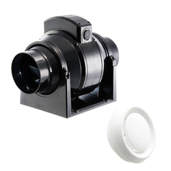 Manrose 100mm In-Line Mixed Flow Extractor Fan with Timer - MF100T With 100mm Air Diffuser Kit - 1250