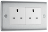 BG Nexus Metal Brushed Steel 2 Gang 13A Unswitched Socket White - NBS24W