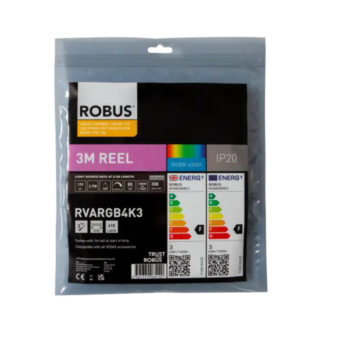 Robus Vegas 14W/m 3m LED Striplight IP20, RGB / 4000K - RVARGB4K3 ...
