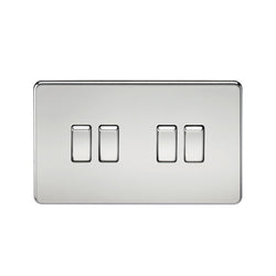 Knightsbridge Screwless 10AX 4G 2-Way Switch - Polished Chrome - SF4100PC