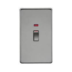 Knightsbridge Screwless 45A 2G DP Switch with Neon - Black Nickel - SF8332NBN