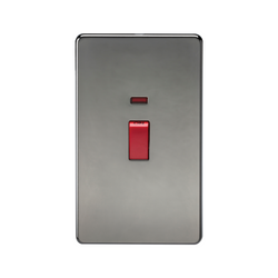Knightsbridge Screwless 45A 2G DP Switch with Neon - Black Nickel - SF8332NBN