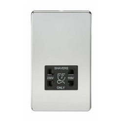 Knightsbridge Screwless 115V/230V Dual Voltage Shaver Socket - Polished Chrome - SF8900PC