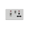 Knightsbridge 45A DP switch and 13A switched socket with neons - brushed chrome with black insert - SFR83MNBC