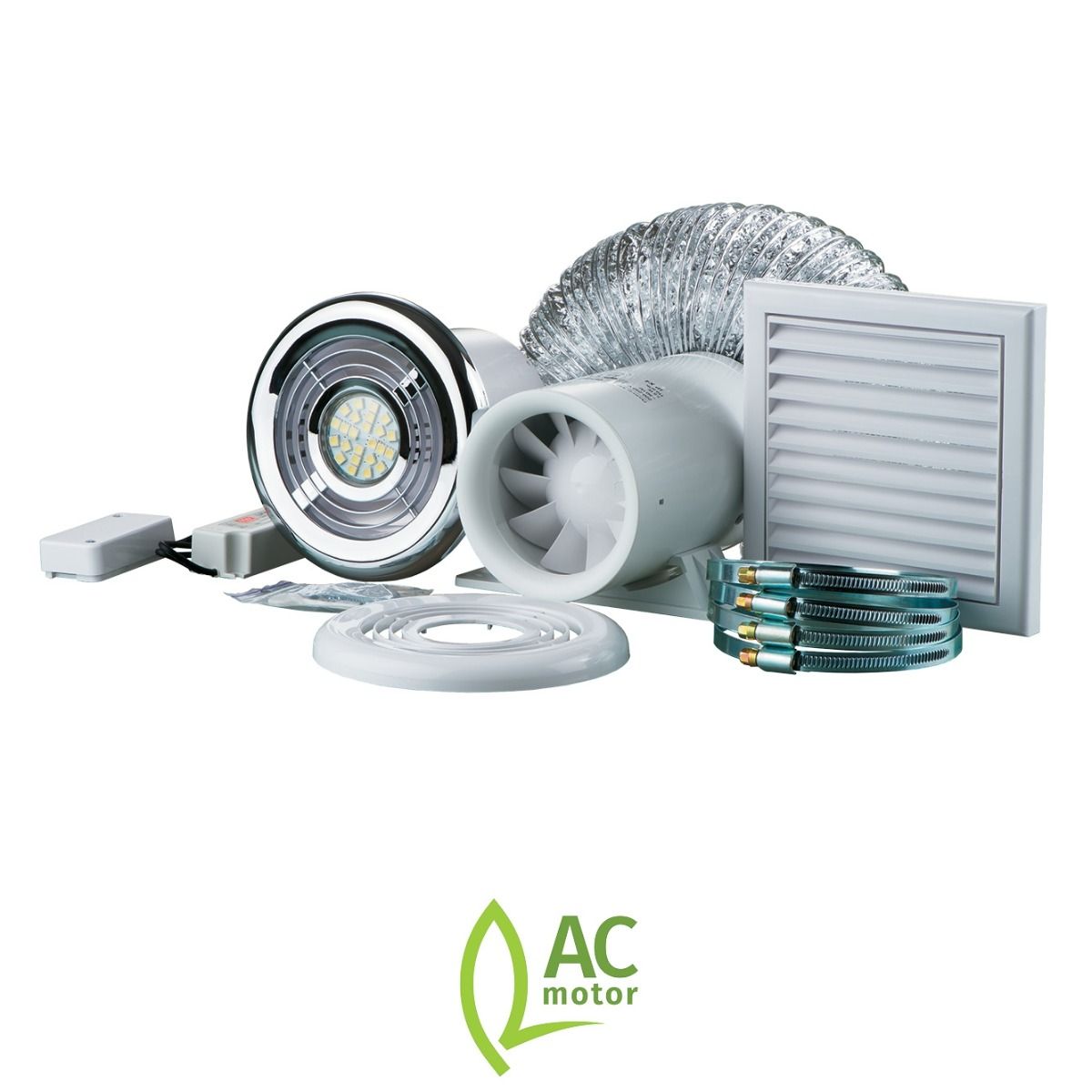 Blauberg Tubo Bathroom Shower Fan Kit 100mm w/ Timer & 4.6w LED 4000k