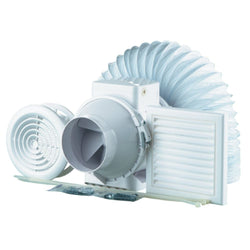 Blauberg Turbo-E 100mm (4") Bathroom Shower Extractor Fan Kit with Timer - KIT-TURBO-E-100-T-DPR