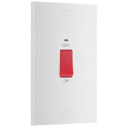 BG 900 Series 45A 2 Gang Double Pole Cooker Switch with Neon - Vertical Plate - White  - 972W