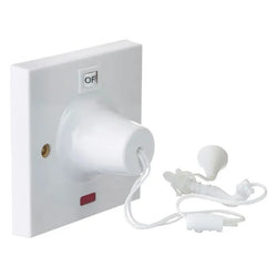 BG 45A Double Pole Pull Cord Switch with On/Off Indicator - White  - 803
