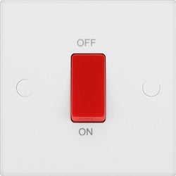 BG 900 Series 45A 1 Gang Double Pole Square Edge Cooker Switch - White  - 975W