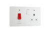 BG Evolve Pearl White 45A 2-Pole Cooker Switch With 13A Switched Socket & LED Indicators  - PCDCL70W