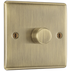 BG Nexus Metal Antique Brass Single Intelligent Led Dimmer Switch, 2-Way Push On/Off - NAB81