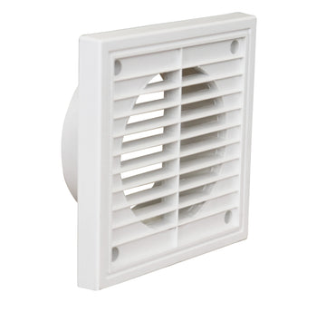Manrose 100mm/4" External Wall Grille White with Round Spigot and Fixed Louvre Fascia - 1152W