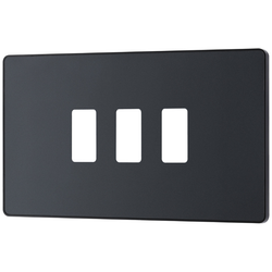 BG Evolve 3 Gang Grid Front Plate - Matt Grey (Black) - RPCDMG3B