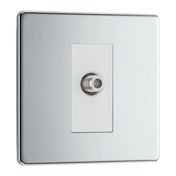 BG Nexus Flatplate Screwless Polished Chrome 1 Gang Single Satellite Socket - FPC64