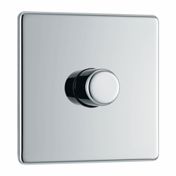 BG Screwless Flatplate Polished Chrome Single Intelligent Led Dimmer Switch, 2-Way Push On/Off - FPC81