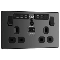 BG Evolve Black Chrome Wifi Extender Double Switched 13A Power Socket + 1 X USB (2.1A) - PCDBC22UWRB