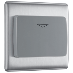 BG Nexus Metal Hotel Key Card Switch 16A - Grey Insert - Brushed Steel - NBSKYCSG