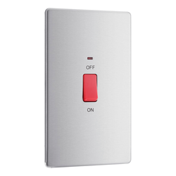BG Screwless Flatplate Brushed Steel 45A Rectangular Cooker Control Unit With Power Indicator - FBS72