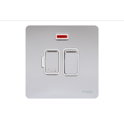 Schneider USFP 13A Switched Fused Spur & Neon White Insert Polished Chrome - GU5411WPC