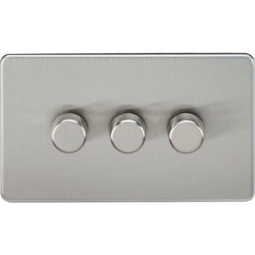 Knightsbridge Screwless 3G 2-way 10-200W (5-150W LED) trailing edge dimmer - Brushed Chrome - SF2183BC