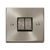 Click Scolmore Deco Satin Chrome 2 Gang 2 Way Plate Switch 10A With Black Ingot - VPSC412BK
