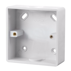Click Scolmore Mode 1 Gang 29mm PVC Pattress Box Polar White - CMA240