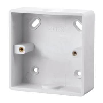 Click Scolmore Mode 1 Gang 29mm PVC Pattress Box Polar White - CMA240