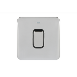 Schneider LSD 1G 50A Double Pole Switched With LED Indicator Black Insert Polished Chrome - GGBL4011BPC