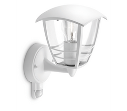 Philips Creek 60W E27 (UP) Wall Lantern With PIR IP44 Dimmable White - 915002791202 - 153883116